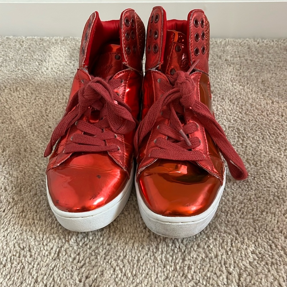 Pastry red glitter hip hop shoes